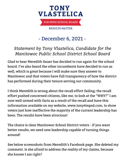 Statement from Tony - Dec 6, 2021