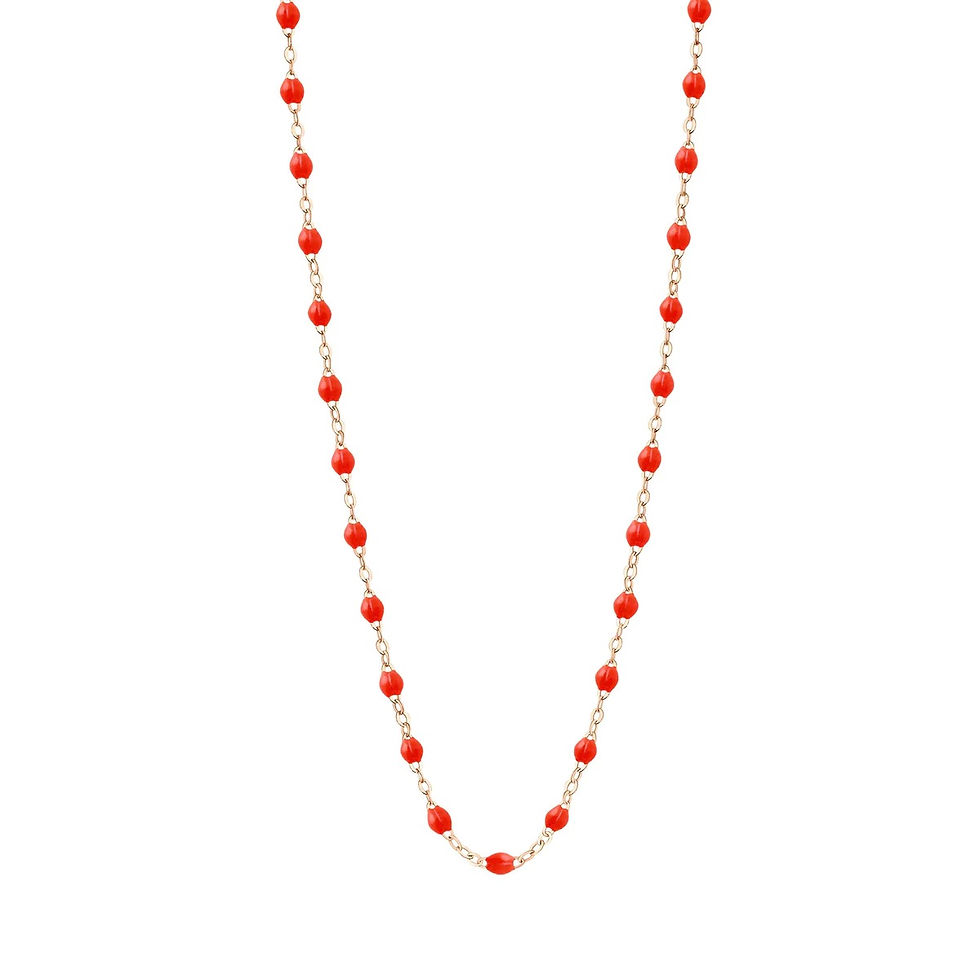 GIGI CLOZEAU - COLLIER OR ROSE 42CM PERLES RESINE - CORAIL