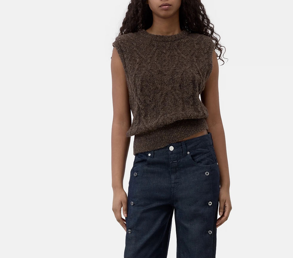 Miniature : CLOSED - PULL COL ROND SANS MANCHE - BROWN