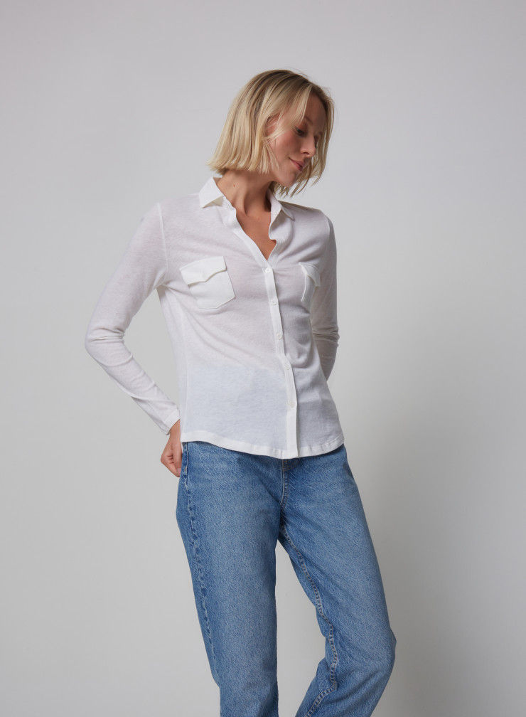Miniature : MAJESTIC - CHEMISE COTON CACHEMIRE - MILK