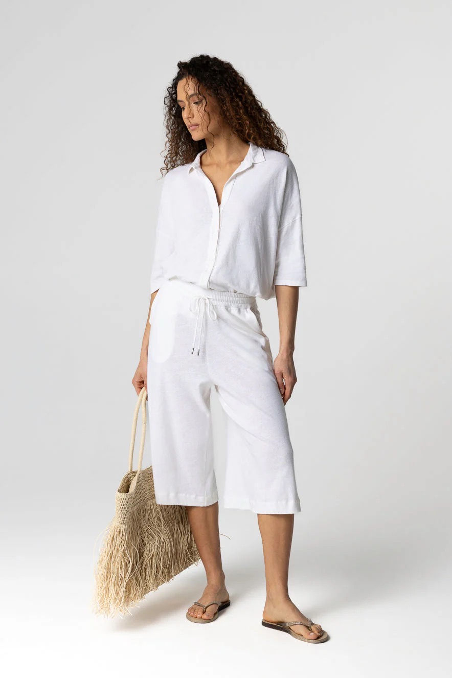 MAJESTIC - SHORTLONG EN COTON LIN - MILK