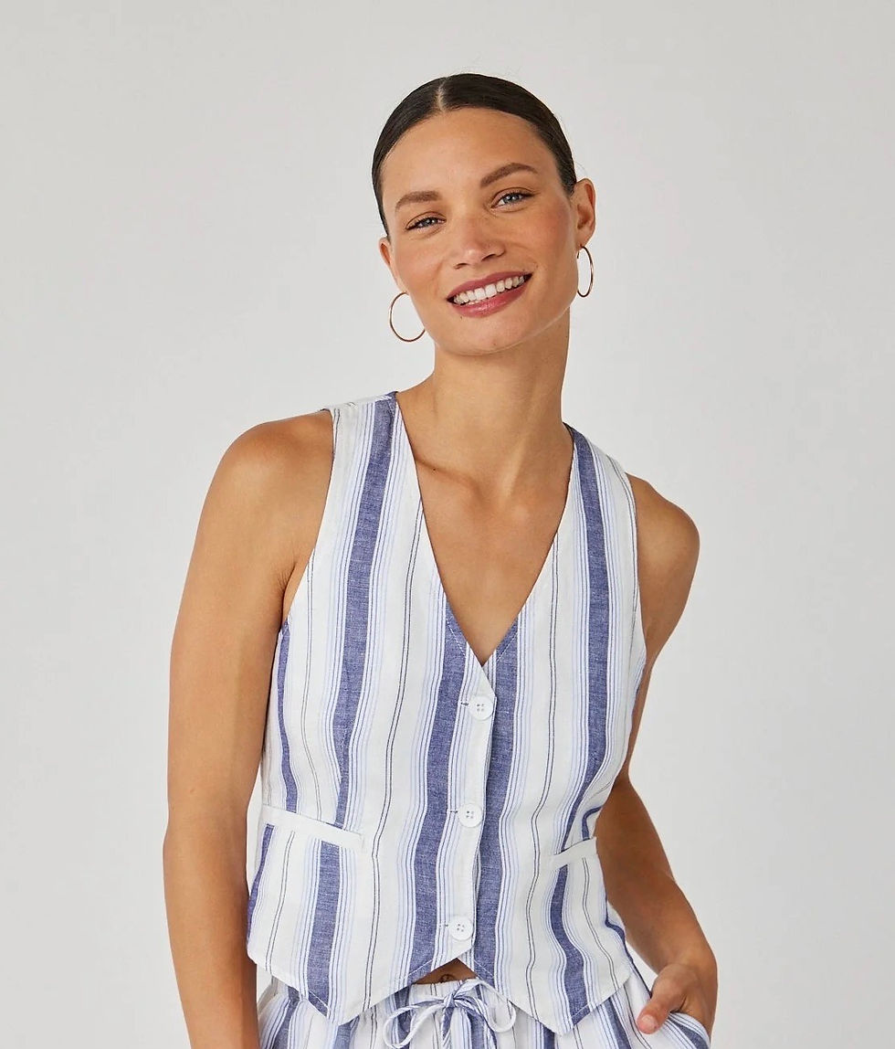 BELLA DAHL - GILET CINCH BACK RAYÉ