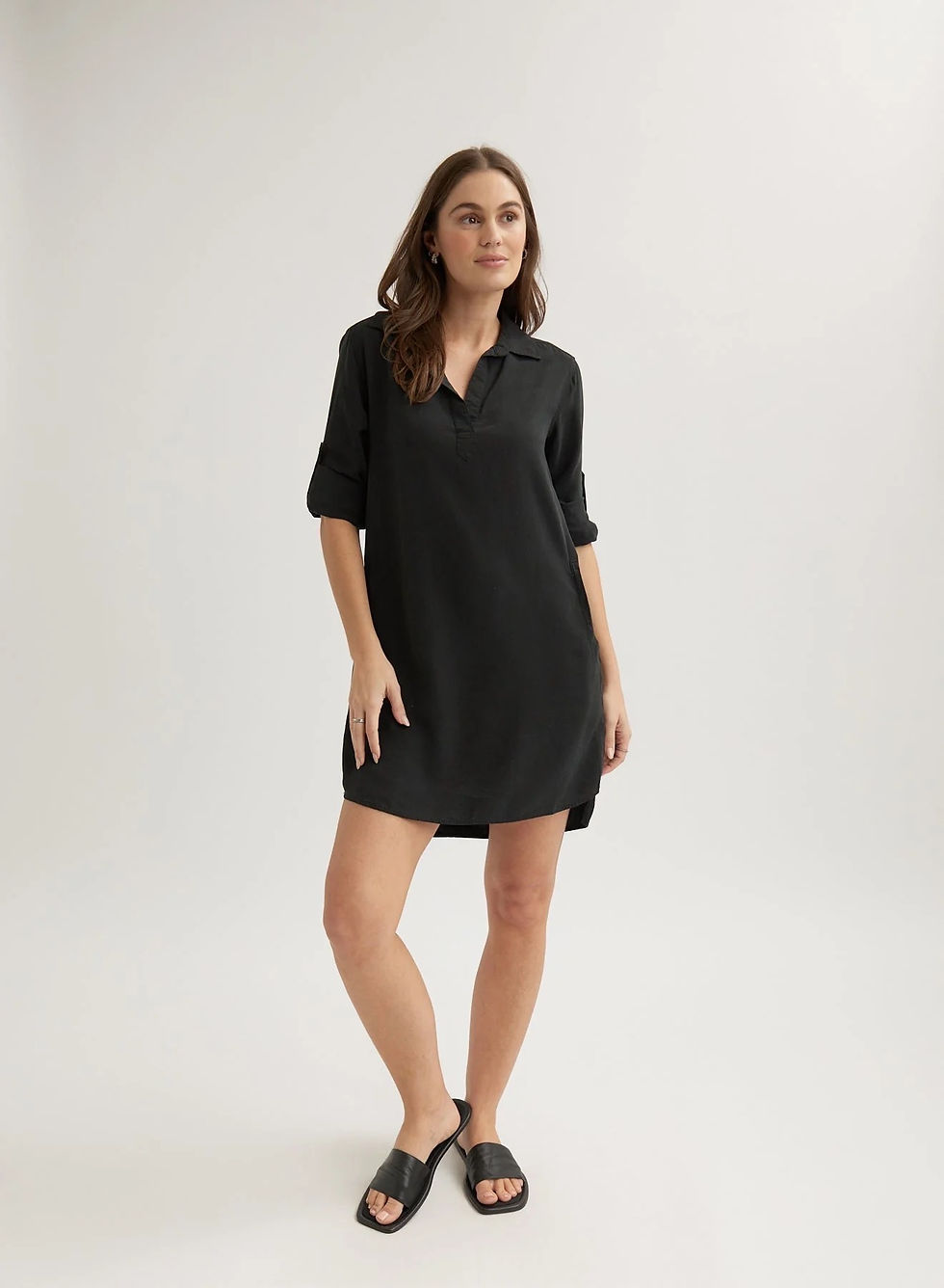 BELLA DAHL - LONG SLEVES A-LINE DRESS - Vintage Black