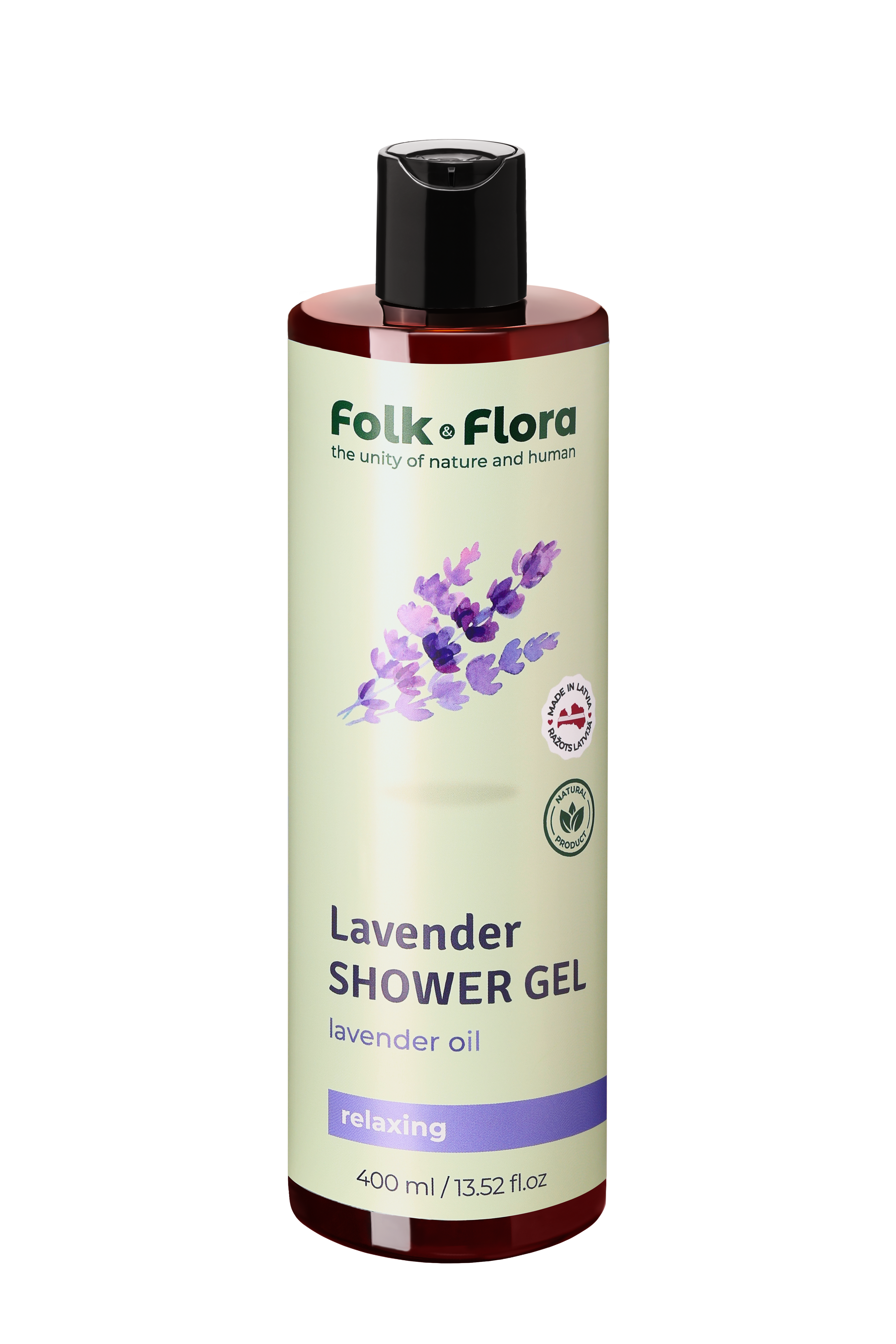 FOLK&FLORA Relaxing Shower gel LAVENDER, 400ml