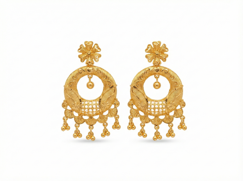 Thumbnail: Intricate Filigree Gold Drop Earrings