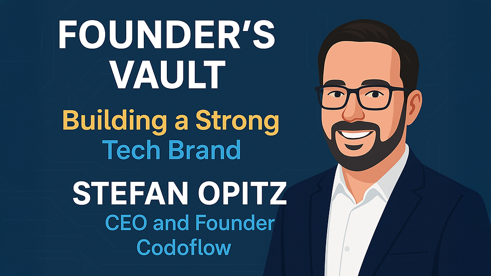 'Emotional Branding for Startups – The Invisible Growth Engine' on a dark blue tech-patterned background.