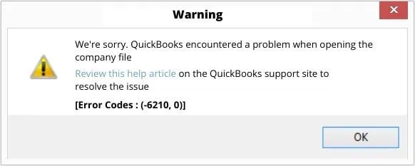 QuickBooks Error Message 6210-0 Image