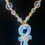 Thumbnail: Brass Wire Wrapped Blue Opalite Ankh Necklace