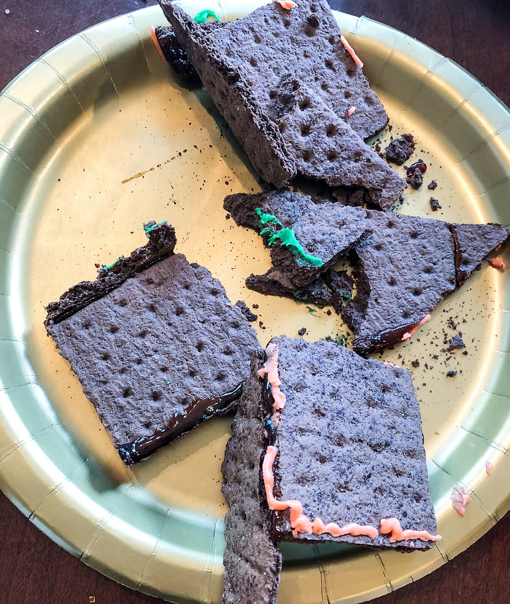 crumbled gingerbread house
