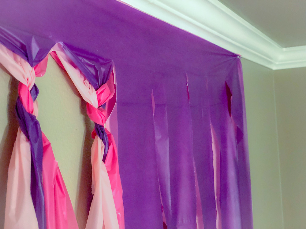 plastic tablecloth backdrop cheap idea