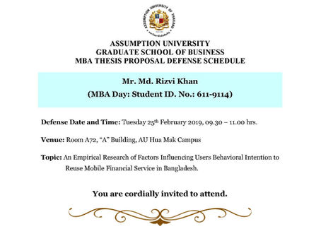 MBA Thesis Proposal Defense Schedule