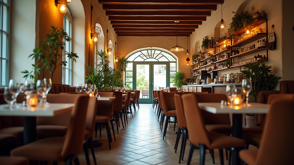Eye-level view of a cozy local restaurant in Canasvieiras