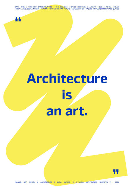 Blue quote text on yellow and white background