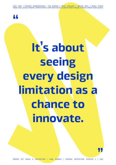 Blue quote text on yellow and white background