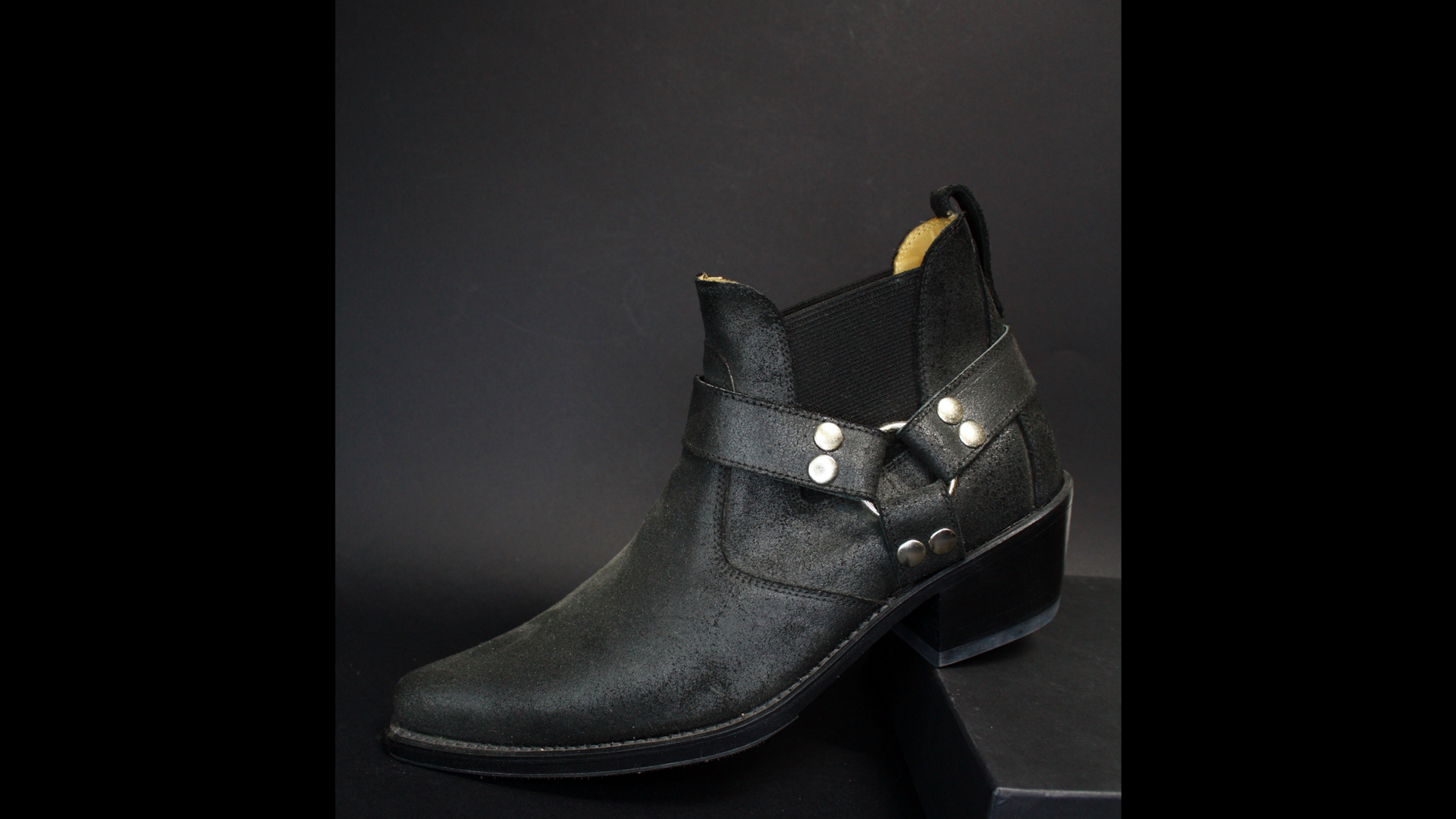 COWBOY ANKLE BOOTS BLACK MAT