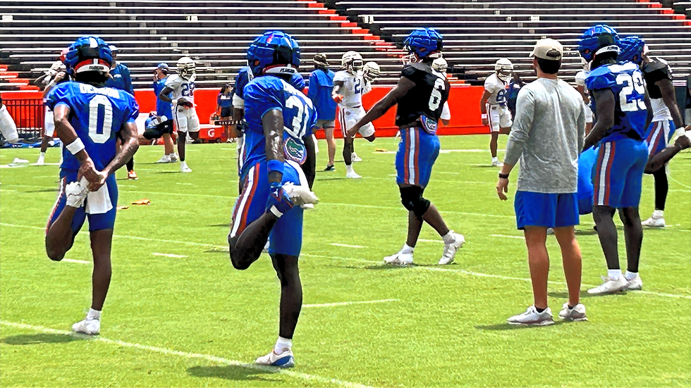Florida Gator Football Players Warm Up for Fall Practice 