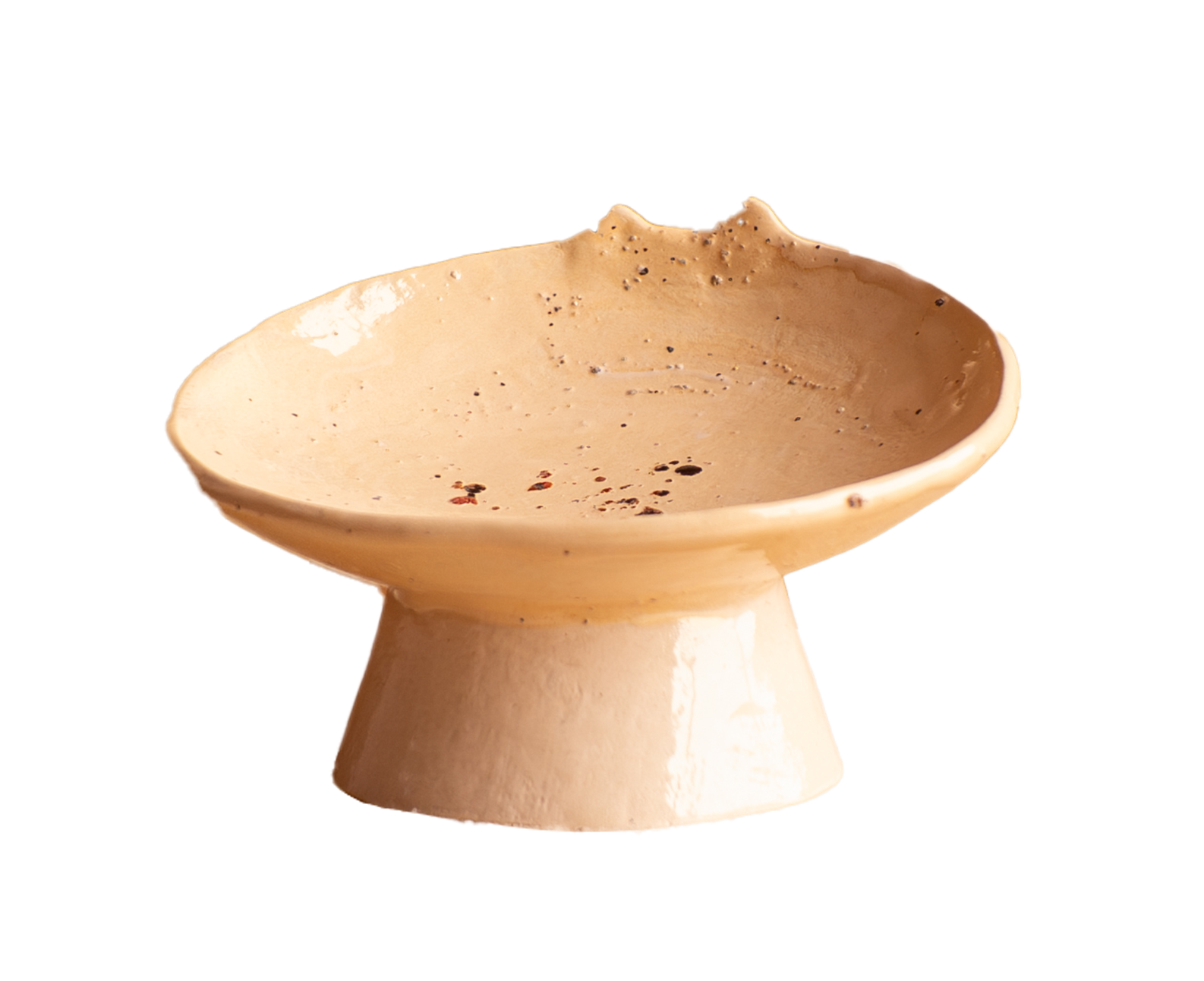 El Yapımı Kulaklı Yükseltilmiş Seramik Kedi Mama Kabı — 14 cm | Kuimo