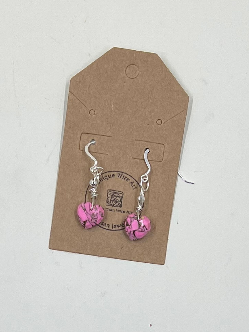 Thumbnail: Pink Mojave Turquoise Heart Sterling Silver Earrings