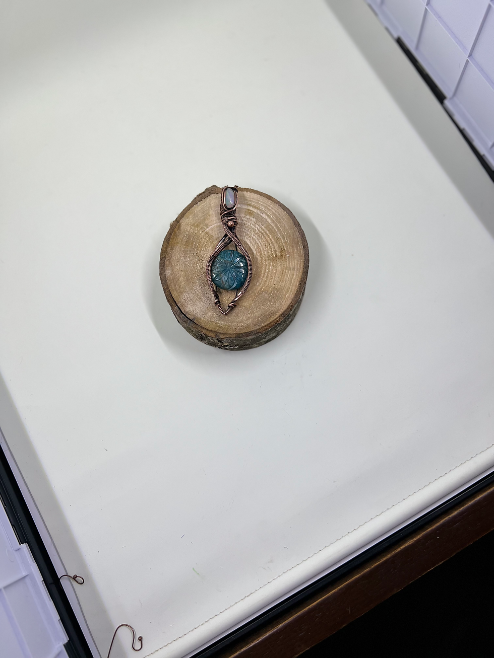 Thumbnail: Blue Carved Apatite w Opal Accent 