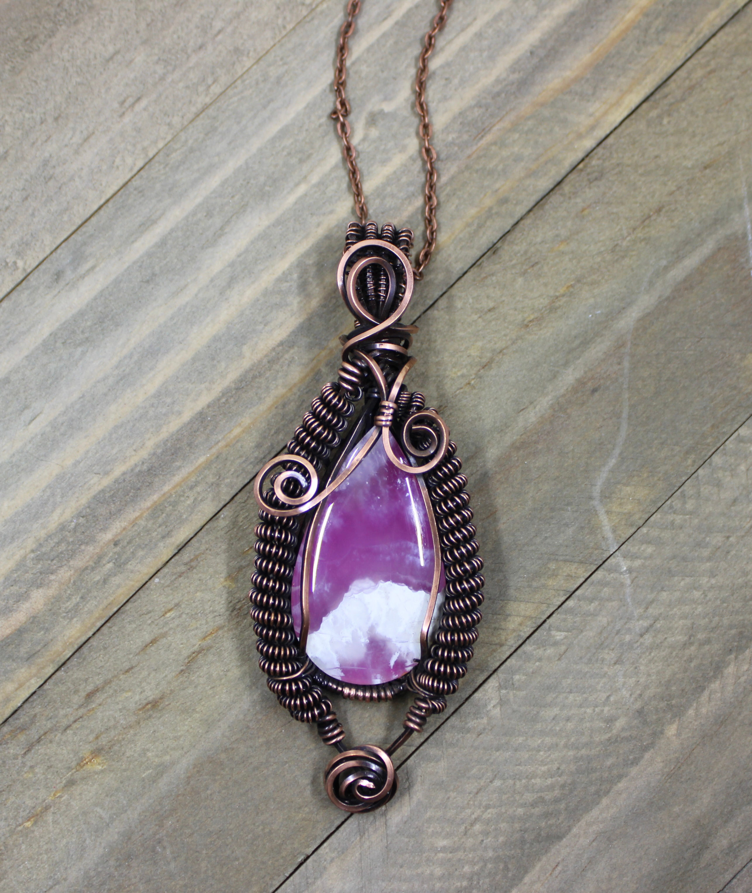 Plume Agate Copper Pendant