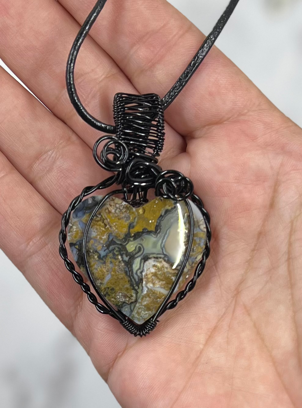 Crazy Lace Agate Heart Necklace 