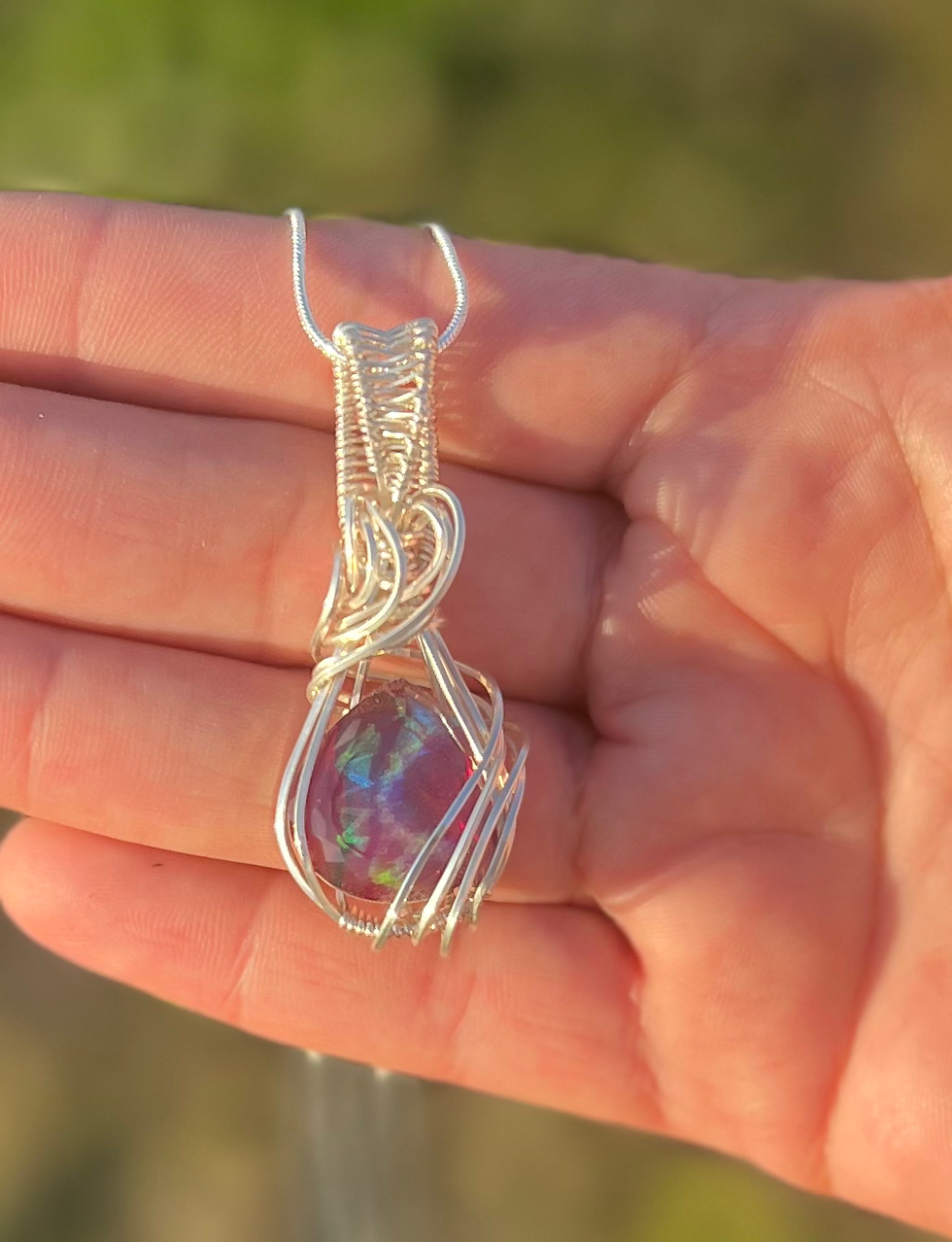 Thumbnail: Fuchsia Aurora Opal Sterling Silver 