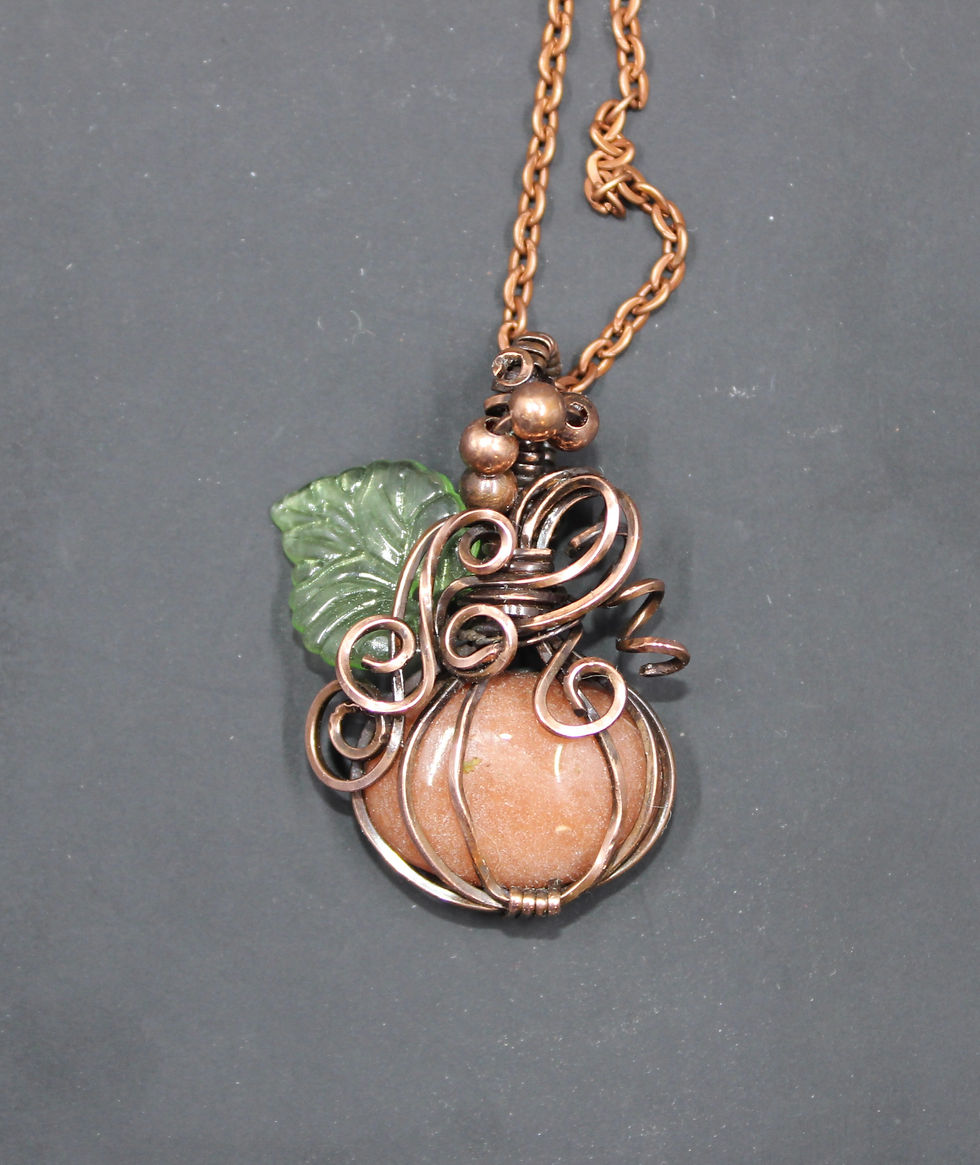 Thumbnail: Orange Aventurine Pumpkin Copper Pendant 