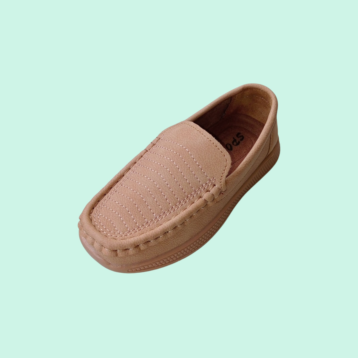 Boys Beige Slip-On Loafer Shoes