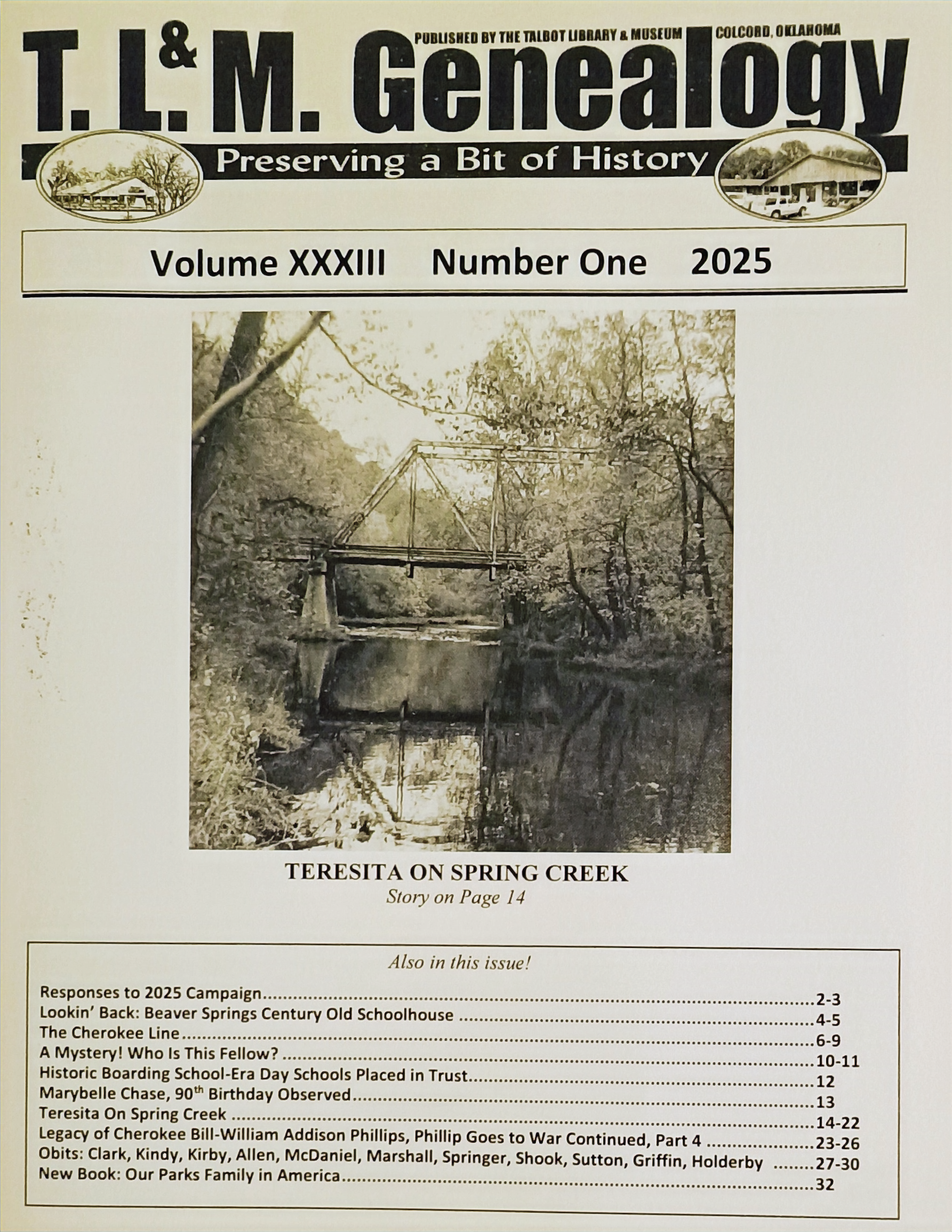 2025 - TL&M Genealogy Magazine - Volume XXXII, #1