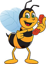 Logo of a bee holding a phone