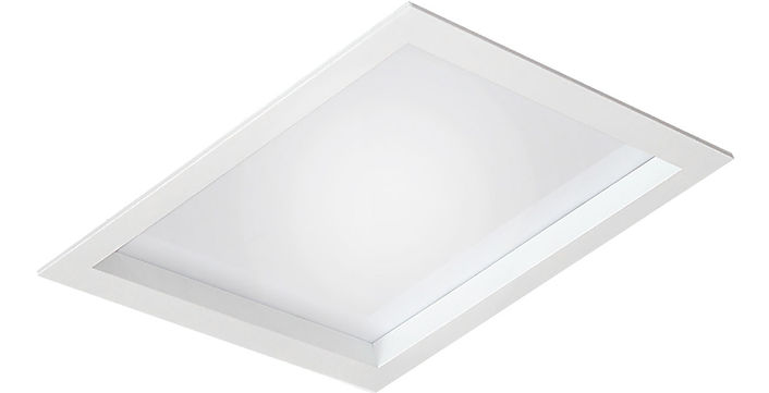 131 Luminária Embutida em alumínio com face recuada, difusor em acrílico, pintura electrostática, refletor interno em alumínio alto brilho.