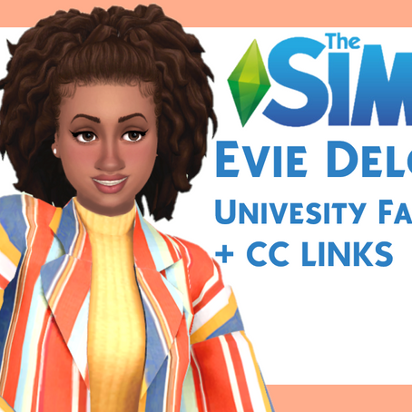 SIM 4 EVIE DELGATO UNIVERSITY FASHION + CC LINKS