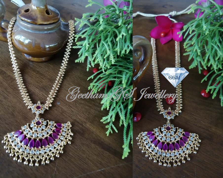 One gram gold chain with Stone Pendant