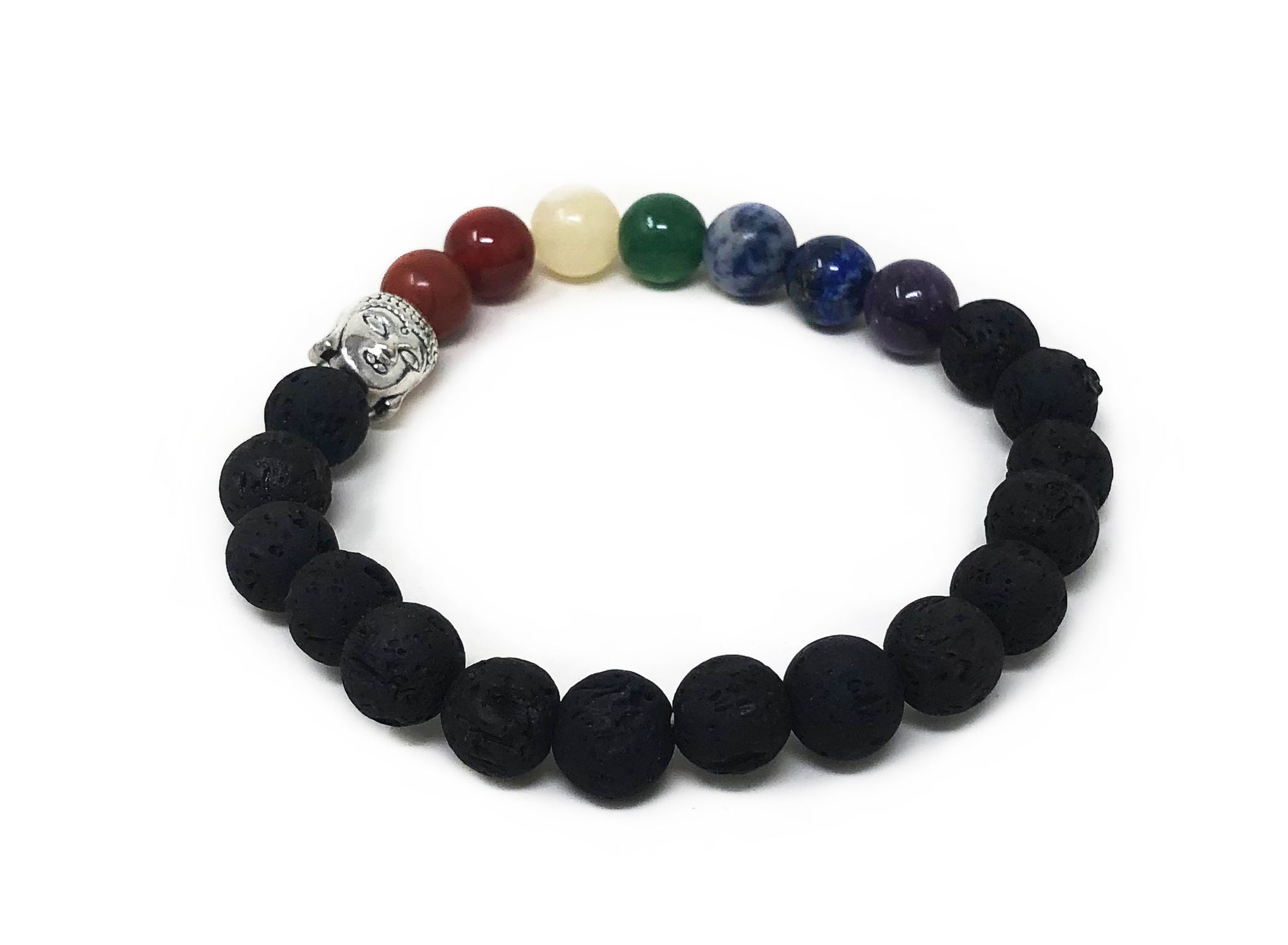 Anti-anxiety -  Lava Stone Seven Chakra Bracelet 