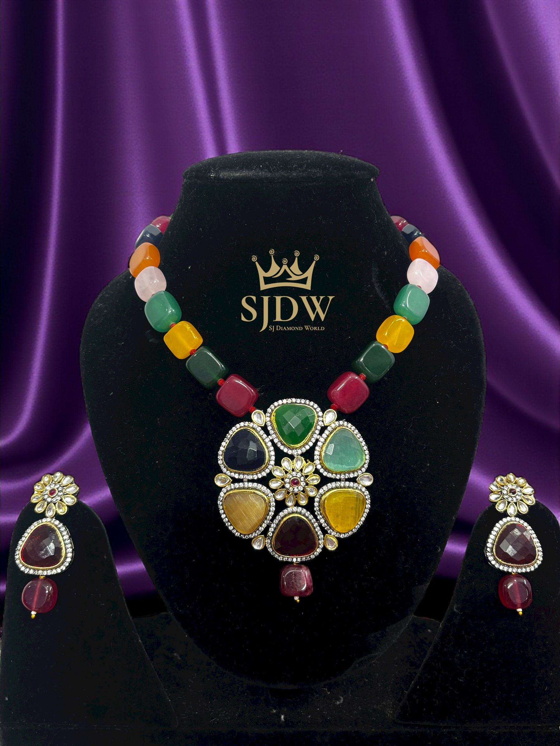 Mult Crystal’s - Quartz Polki Heritage Inspired Necklace 