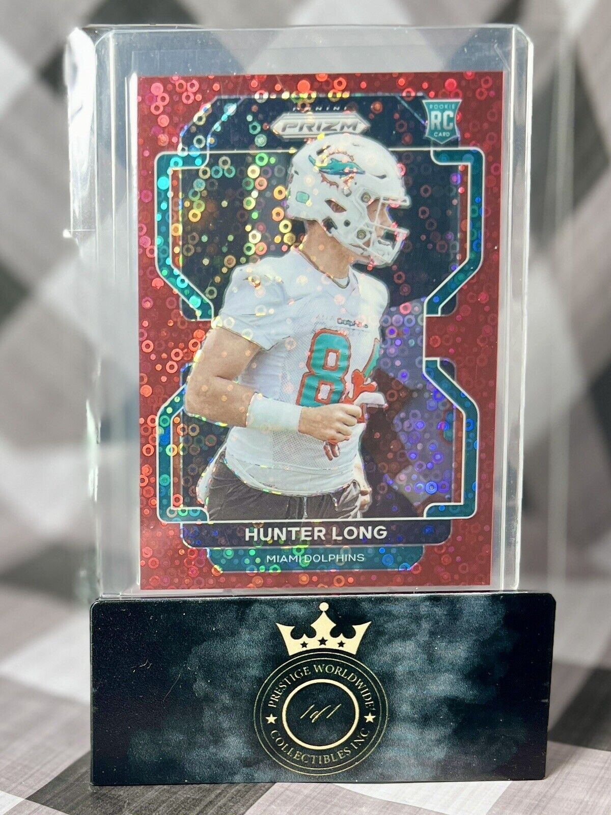 Hunter Long 2021 Prizm No Huddle Rookie Red Disco /50 #414 LA Rams & Dolphins RC