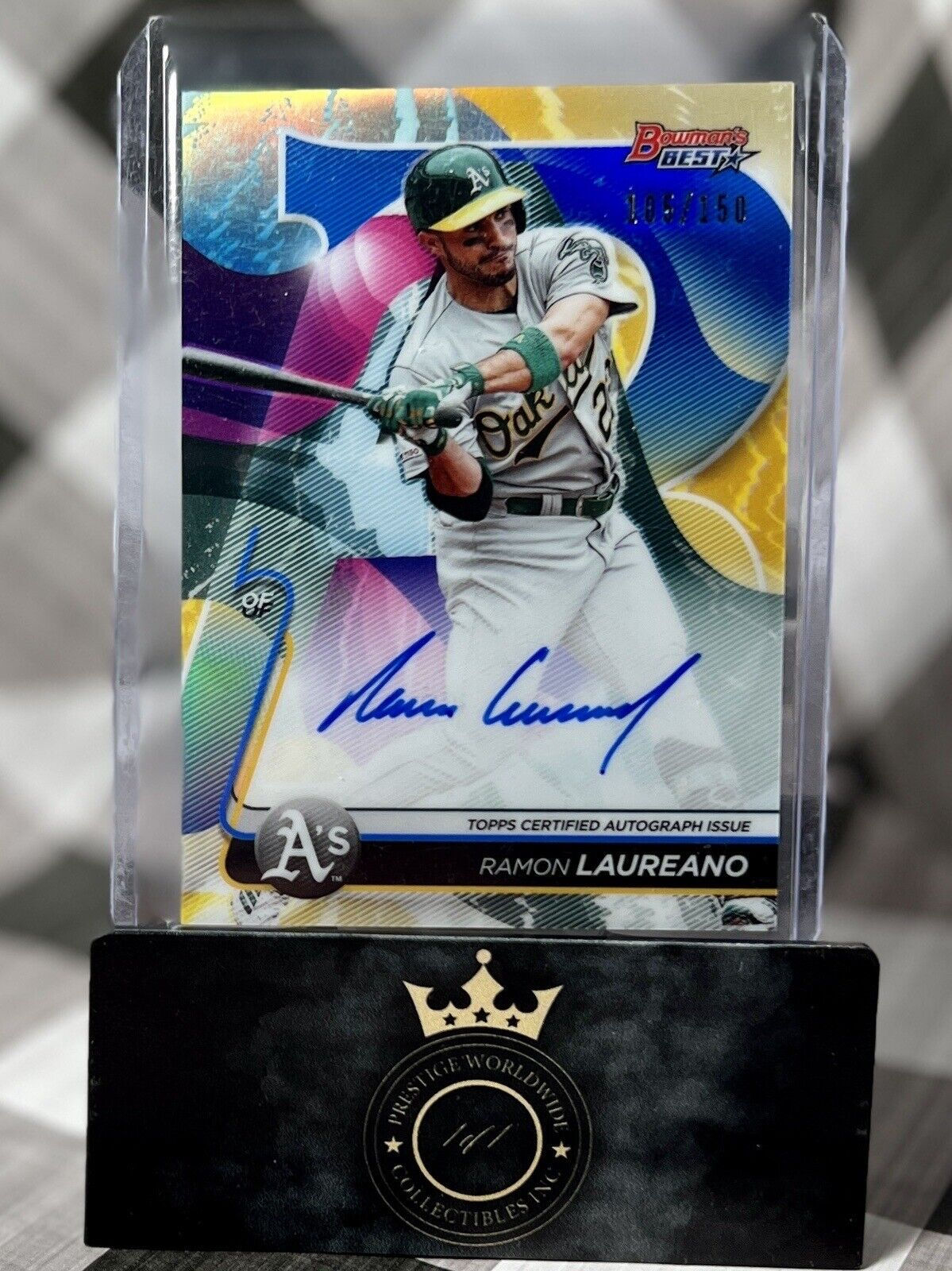 RAMON LAUREANO 2020 Bowman's Best BLUE REFRACTOR AUTO /150 #B20-RL OAK ATHLETICS