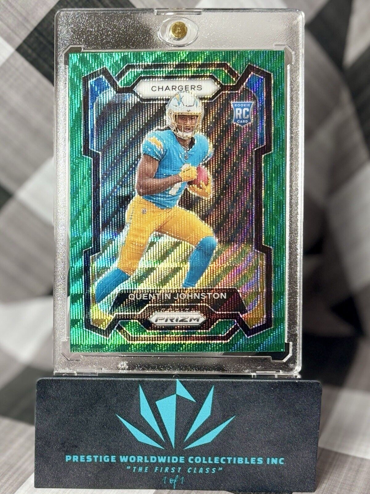 Quentin Johnston 2023 Panini Prizm Green Wave Rookie #353 Los Angeles Chargers
