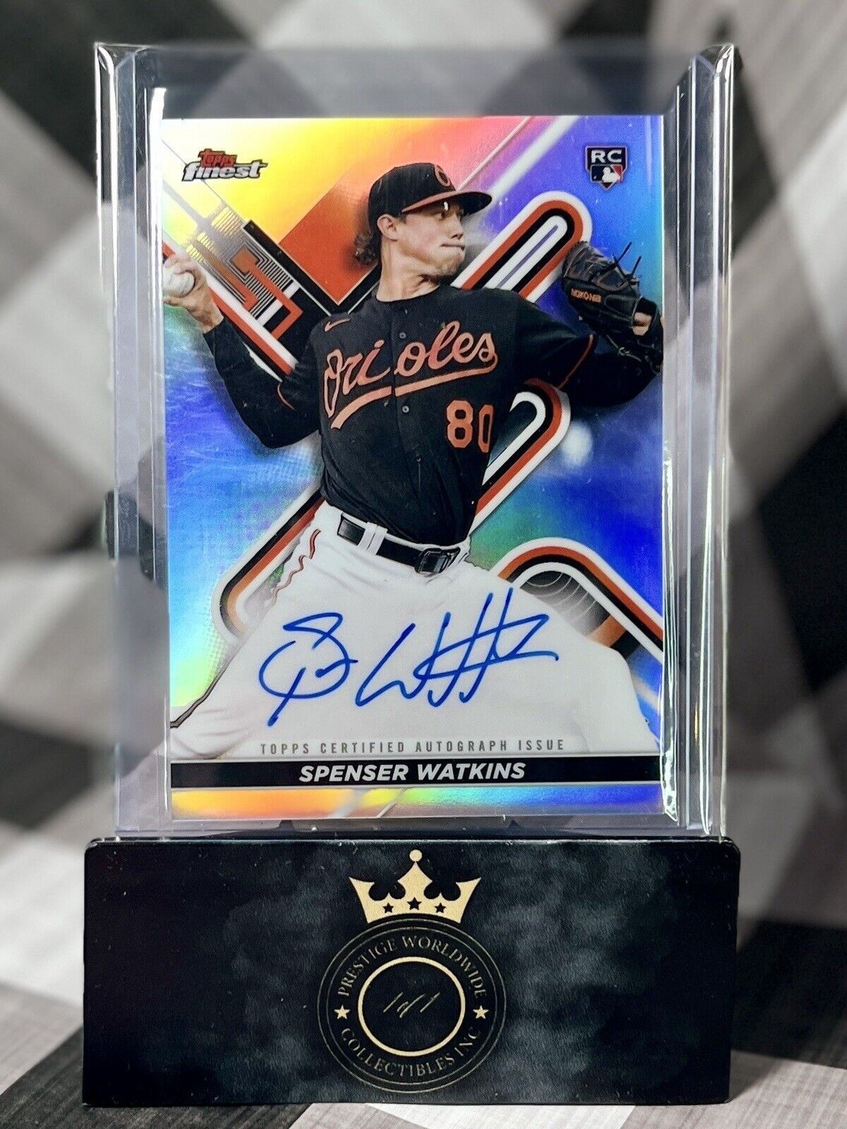 Spenser Watkins 2022 Topps Finest Refractor Rookie Auto #FA-SW Baltimore Orioles