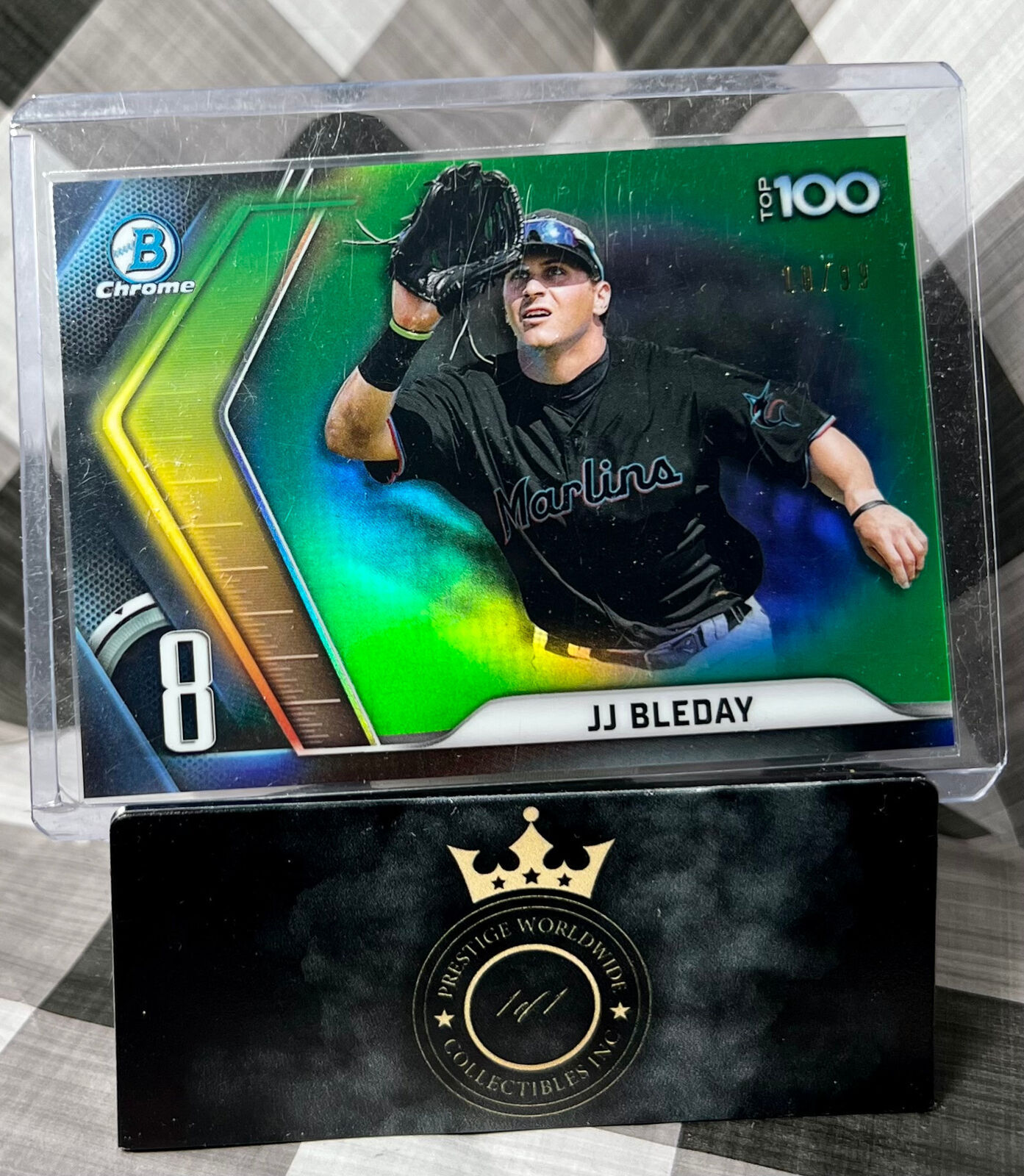 JJ Bleday 2022 Bowman Chrome Green Top 100 /99 #BTP-8 Miami Marlins