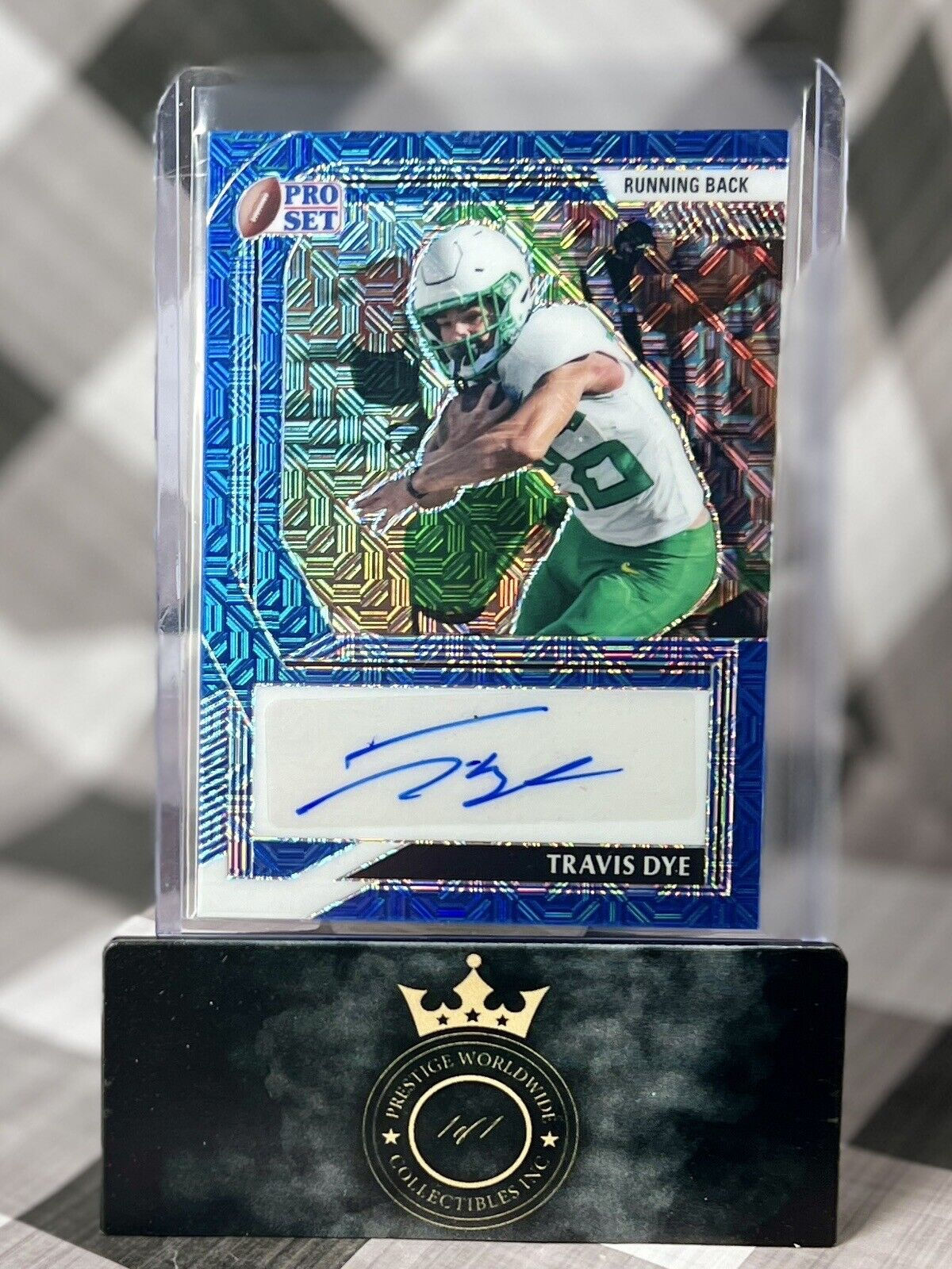 Travis Dye 2022 Leaf Pro Set Metal Blue Mojo Rookie Auto /20 #PA-TD1 Jets Oregon