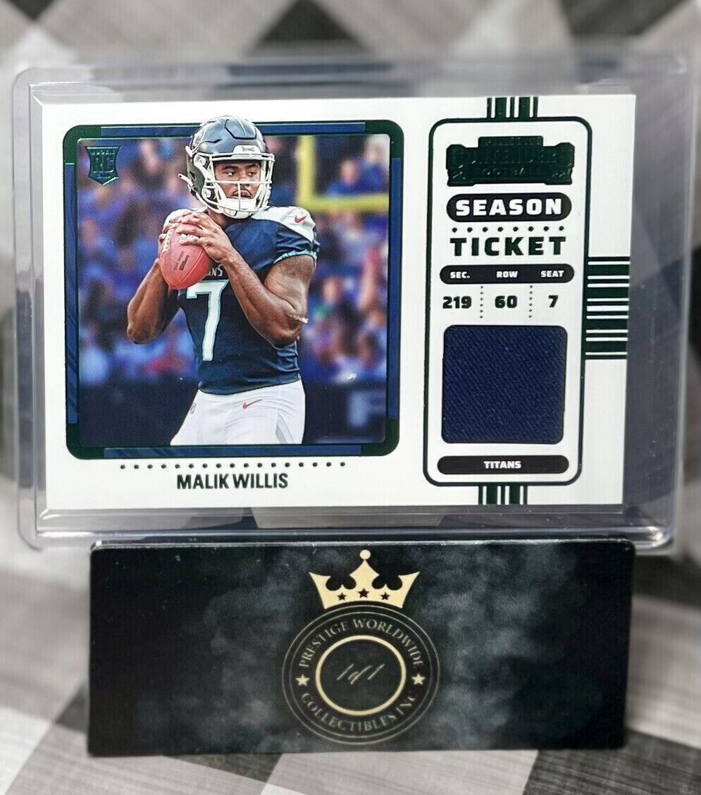 Malik Willis 2022 Contenders Season Ticket Rookie Patch #RSV-MWI Titans Var SP