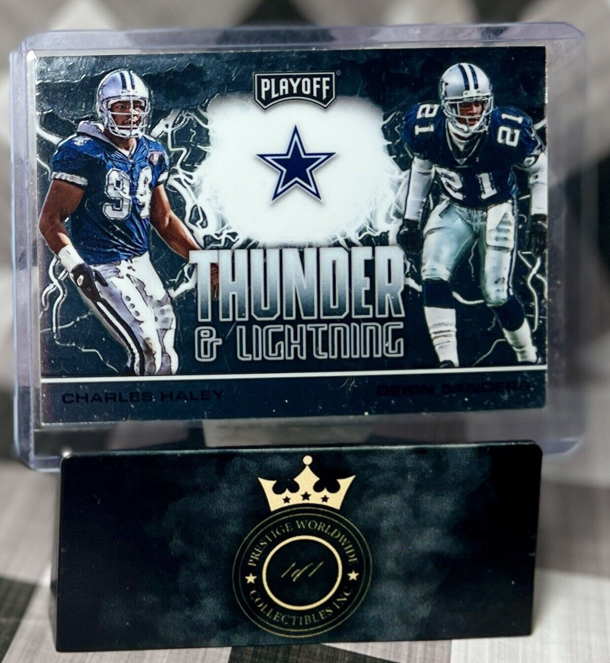Charles Haley Deion Sanders 2020 Panini Playoff Thunder and Lightning #TL-17 DAL