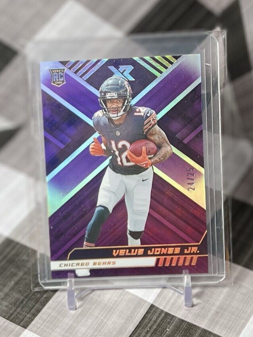 Velus Jones Jr 2022 Panini XR Rewards Pack Purple Parallel /25 #130 BEARS SP RC