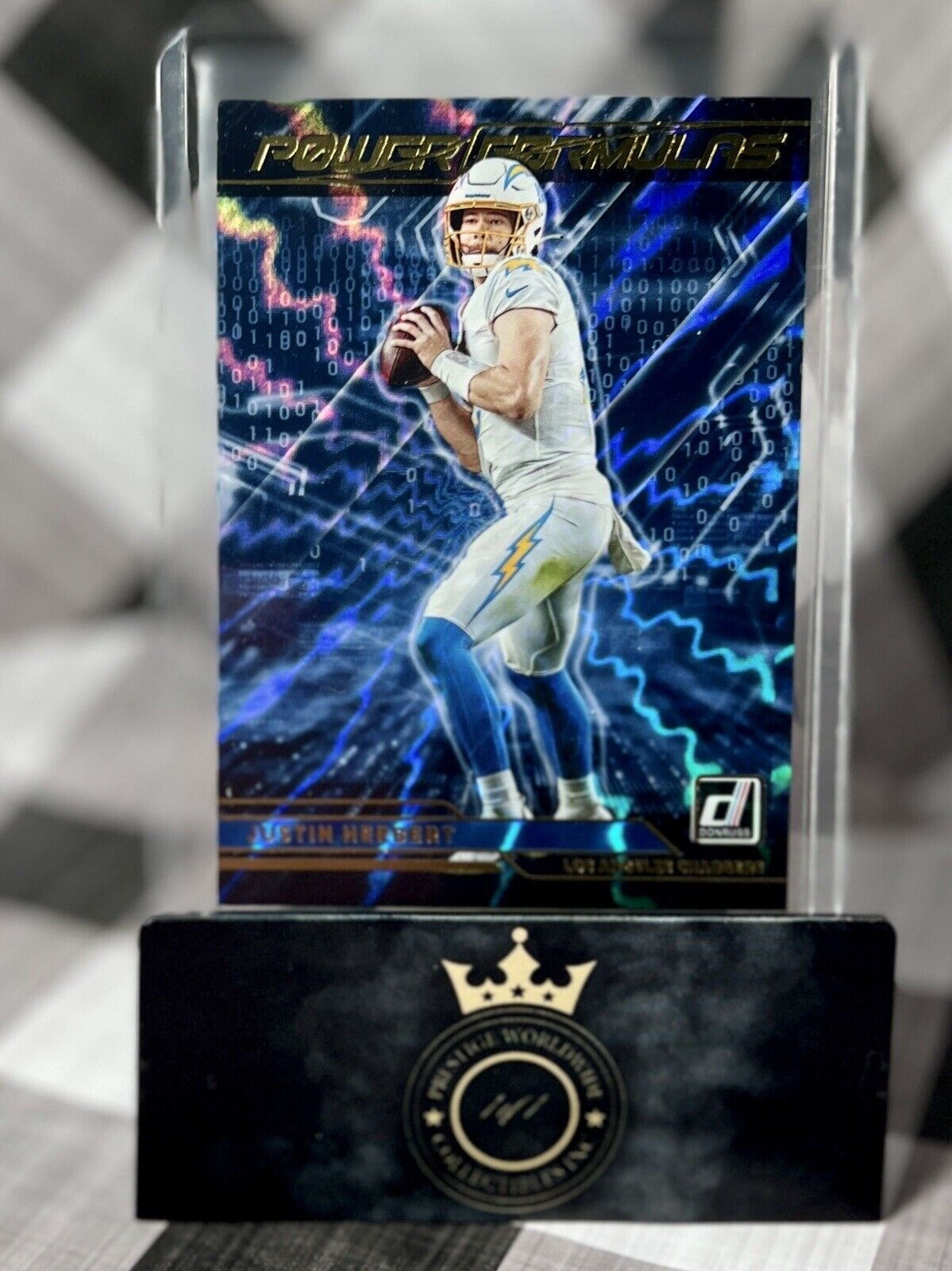 Justin Herbert 2021 Donruss Power Formulas Blue Insert #PF8 Los Angeles Chargers