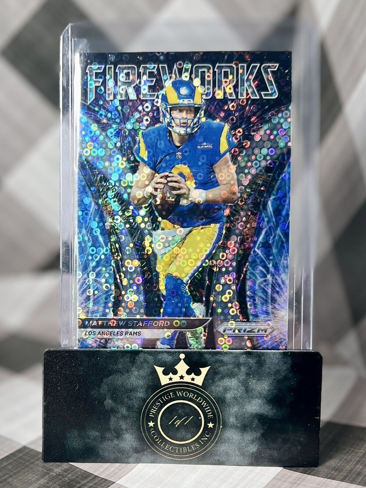 Matthew Stafford 2021 Panini Prizm Disco Fireworks #F-19 Los Angeles Rams