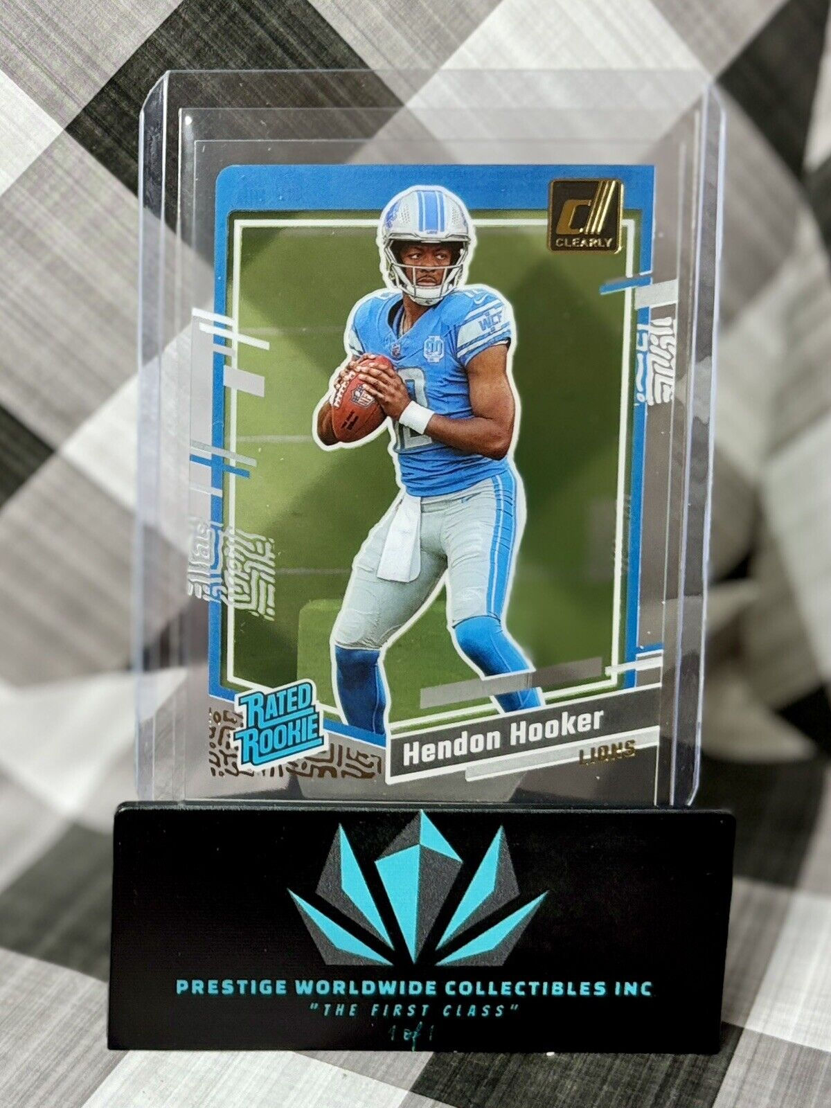 Hendon Hooker 2023 Clearly Donruss Rated Rookie Gold SP Parallel #61 Lions