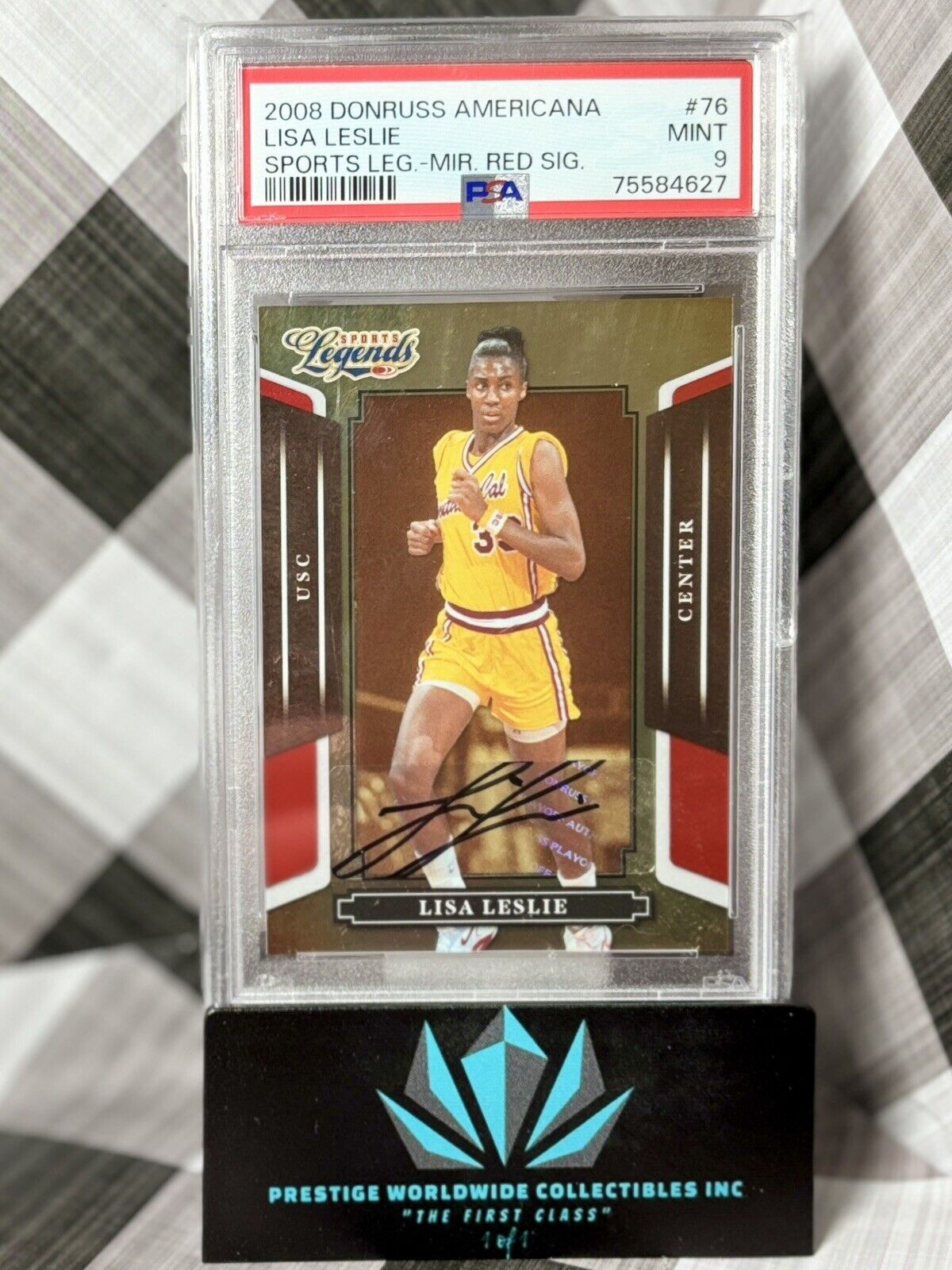 Lisa Leslie 2008 Donruss Sports Legends Mirror Red Auto /396 PSA 9 #76 LA Sparks