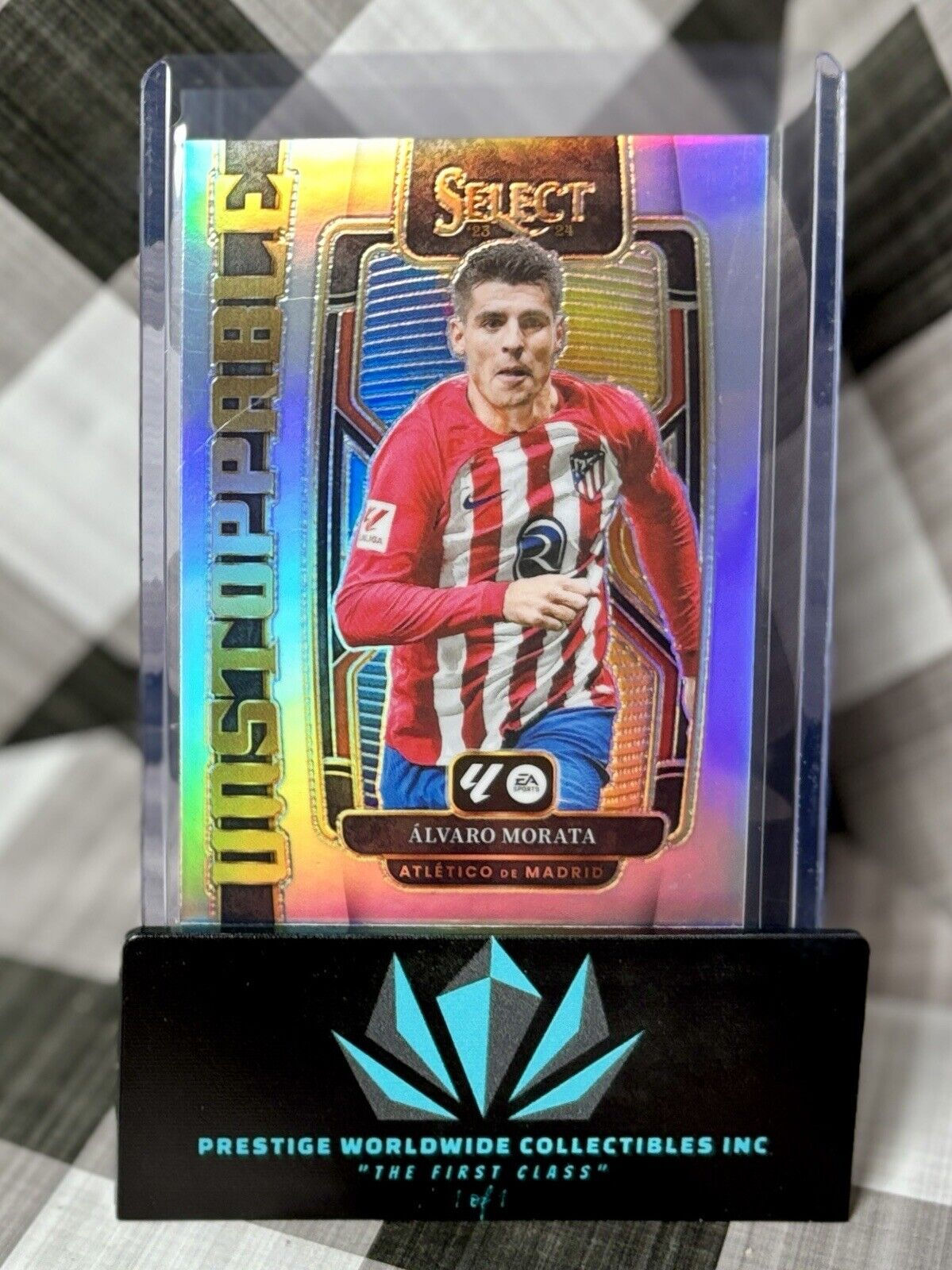 Alvaro Morata 2023-24 Panini Select La Liga Unstoppable #2 Atletico De Madrid