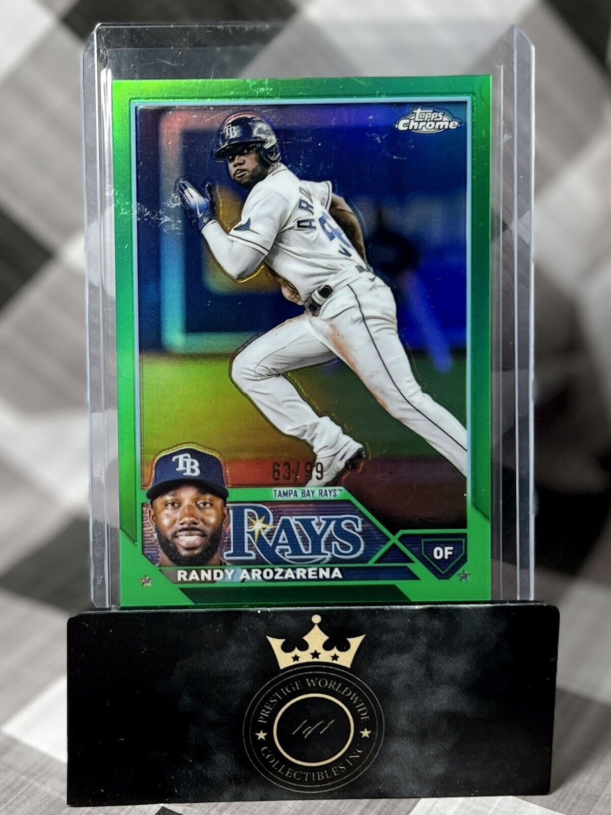 Randy Arozarena 2023 Topps Chrome Green Refractor /99 #59 Tampa Bay Rays